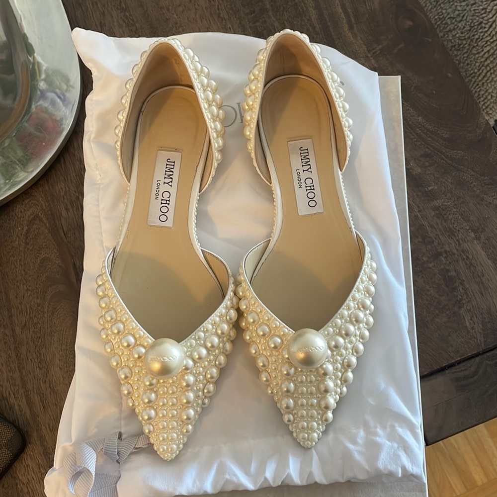 WORN ONCE Jimmy Choo Sabine pearl flat!